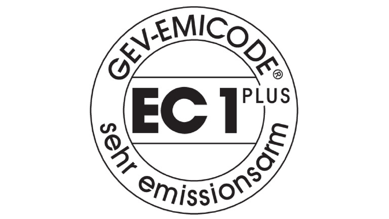 EMICODE Siegel EC1Plus in schwarz auf weißem Grund